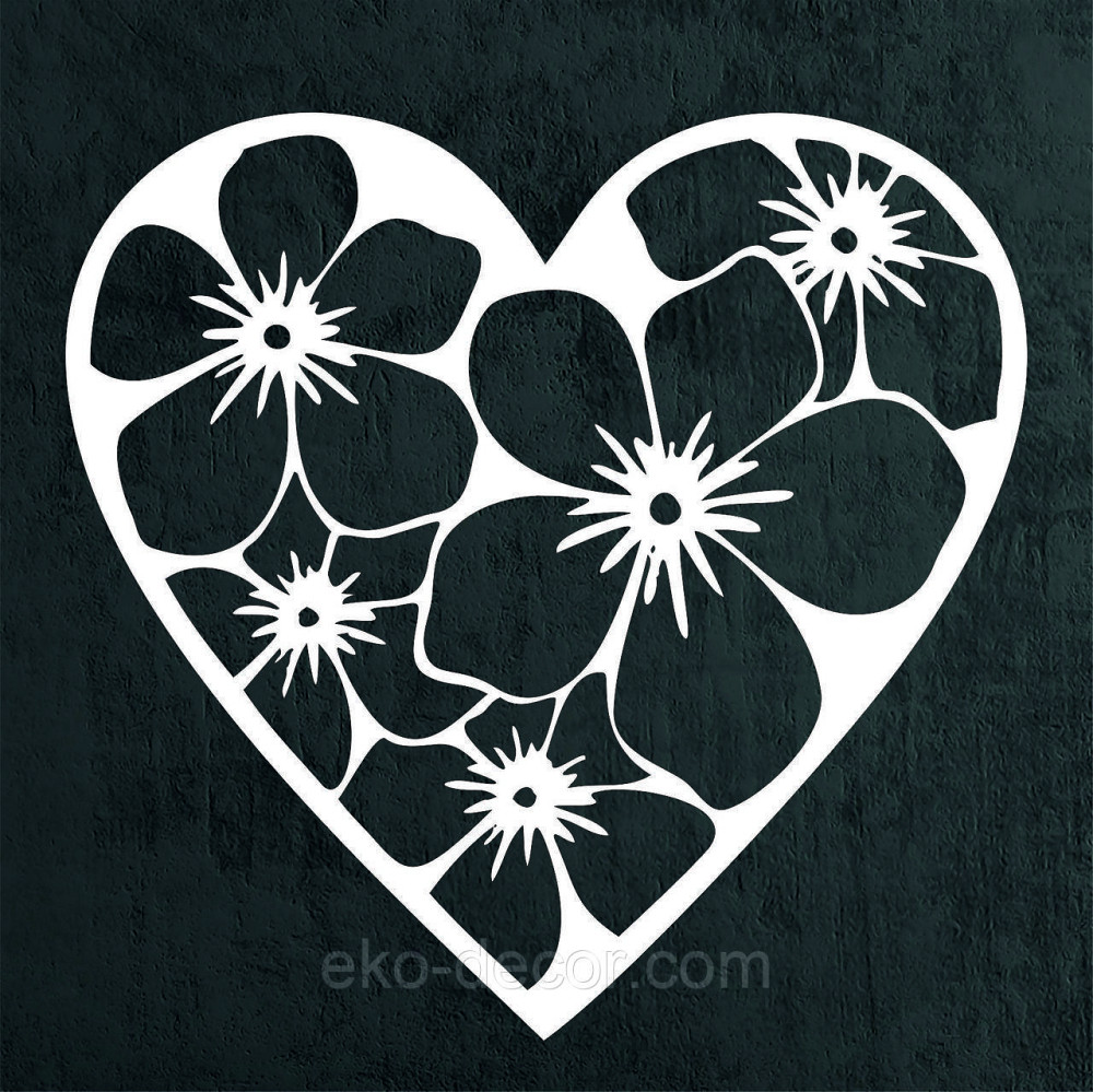 Декоративное настенное Панно «Сердце в цветах», Декор на стену 70*67 см, Белый Киев - изображение 3