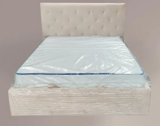 Кровать Двуспальная Leandra Comfort 180 x 190 см Simple С подъемным механизмом и нишей для белья Айвори Киев