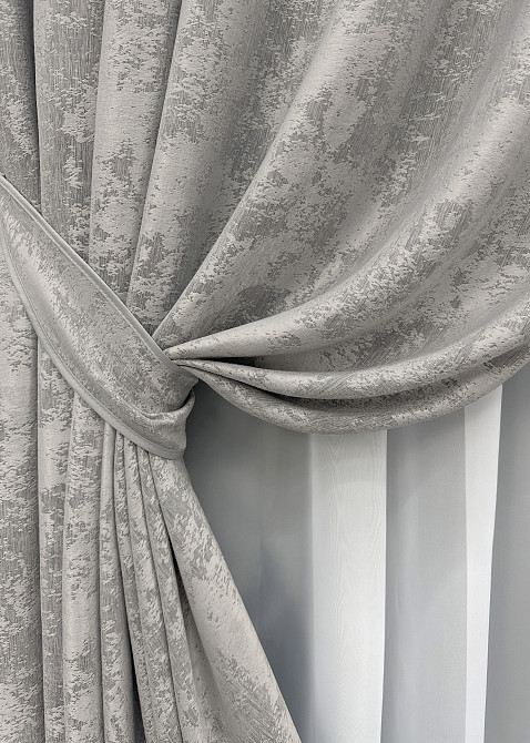Комплект готовых штор VR-Textil Жаккард Sultan XO №1124ш Светло-серый 150х270 см 2 шт (30-921) Киев - изображение 5