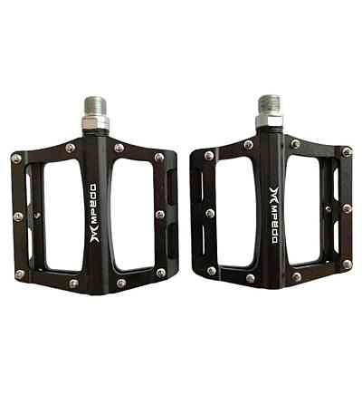 Педалі велосипедні гірські (алюміній, клепані шипи, широкі, білі/хром/чорні) (mod:2001) KL Мукачево