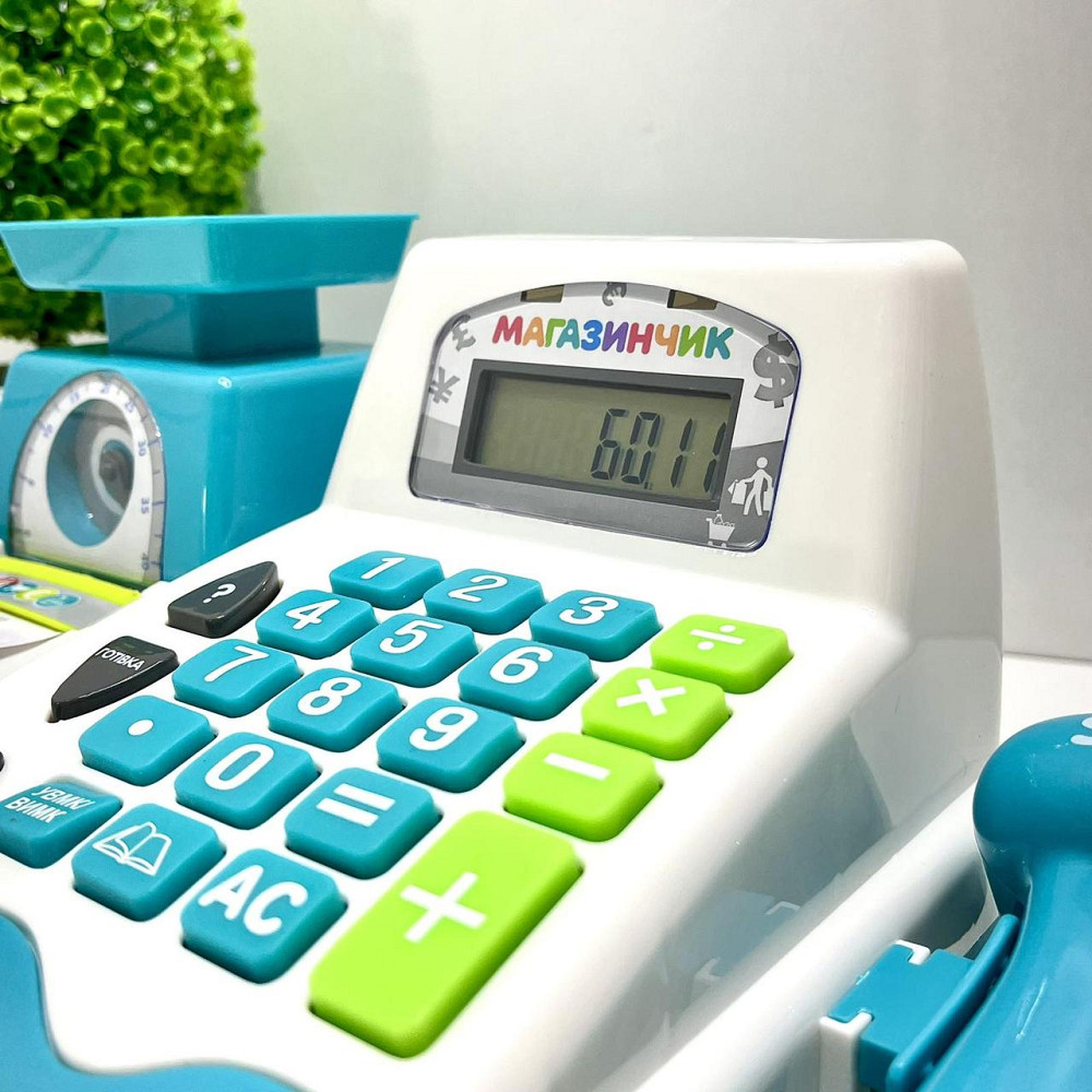 Дитячий ігровий касовий апарат Limo Toy із продуктами вагами грішми Блакитний (7162-2 UA) Чернигов - изображение 4
