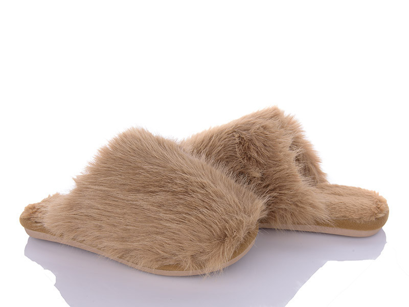 Тапочки женские домашние теплые закрытые меховые бежевый Одесса - изображение 2