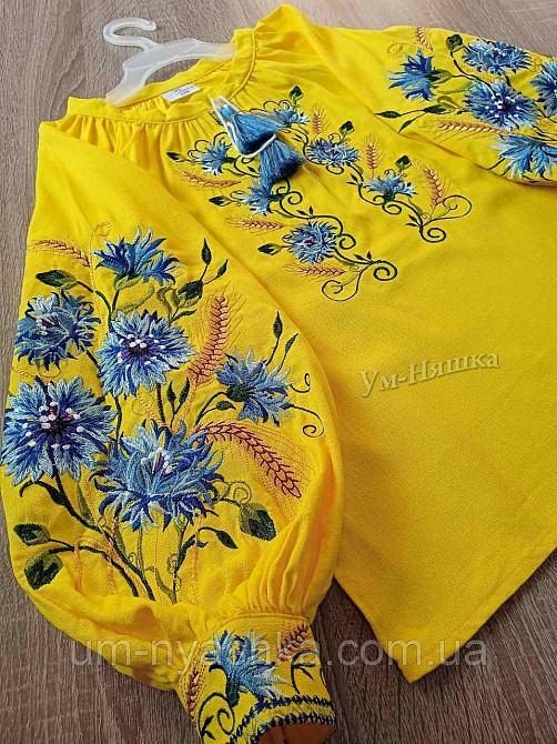 Дитяча вишиванка лляна з волошками та колосками Василина Кривий Ріг - фото 6