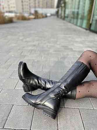 Чоботи жіночі ЭММА Z-25 чорні натуральна шкіра зима висота 36см каблук 5см (2510) Коломия