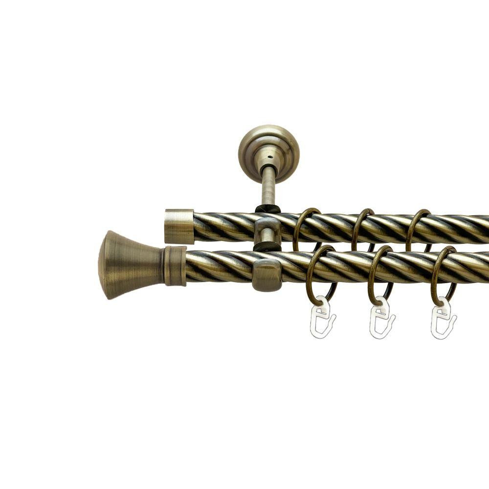 Карниз Orvit Люксор металевий дворядний відкритий скручена труба кільце металеве Антик 19\19 мм 240 см Львов - изображение 1