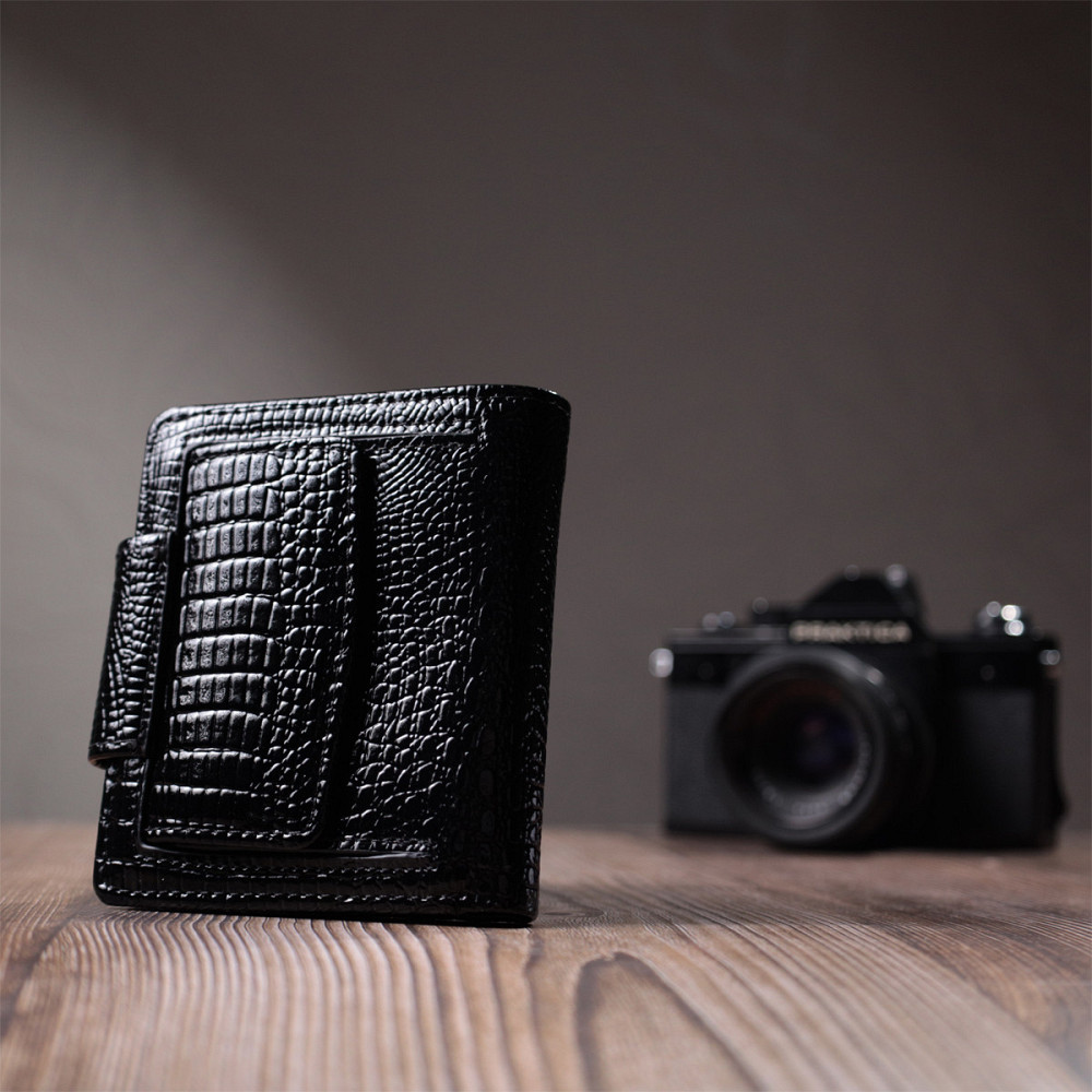 Гаманець для жінок середнього розміру з натуральної шкіри ST Leather 22686 Чорний Київ - фото 10