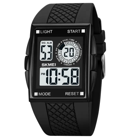 Чоловічий наручний кварцовий годинник Skmei 1967 (Чорний з білим циферблатом) Київ