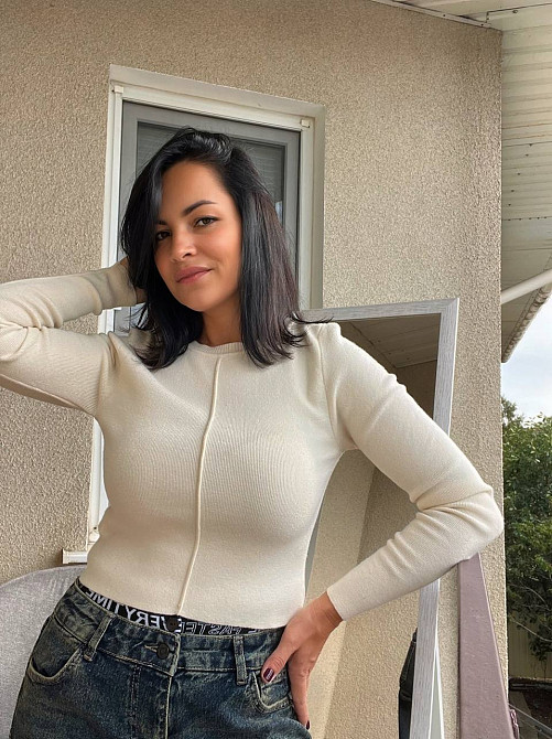 Гольф жіночий MIX RAY 6730 тонкий светр короткий шов попереду one size, чорний, one size Київ - фото 10