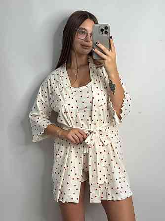 Халат жіночий для дому з трикотажу Червоні серця XL/2XL Харків