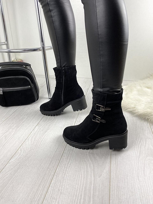 Жіночі черевики ARLETT чорні натуральна замша зима висота черевика 14 см (Б321) Коломия - фото 2