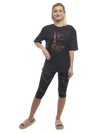 Пижама женская из хлопка Bono Кофе в Париже S/M Киев