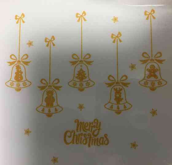 Новорічні сніжинки на вікна золоті з блискітками - розмір стікера 50*32см, силікон Київ