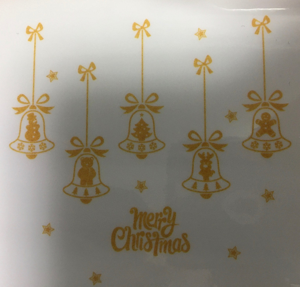 Новорічні сніжинки на вікна золоті з блискітками - розмір стікера 50*32см, силікон Київ - фото 2