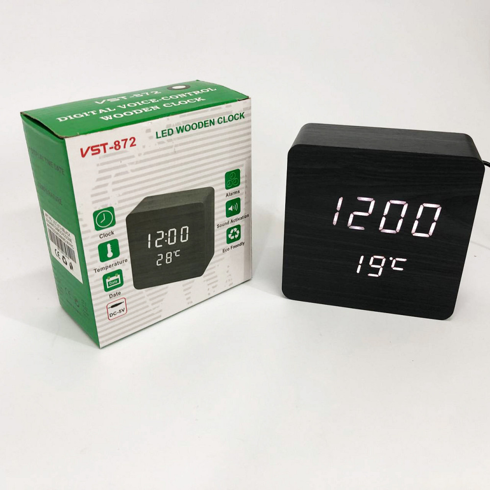 Настільний годинник з LED підсвічуванням VST-872-6, Годинник з дисплеєм температури і вологості повітря NI-87 Львів - фото 4