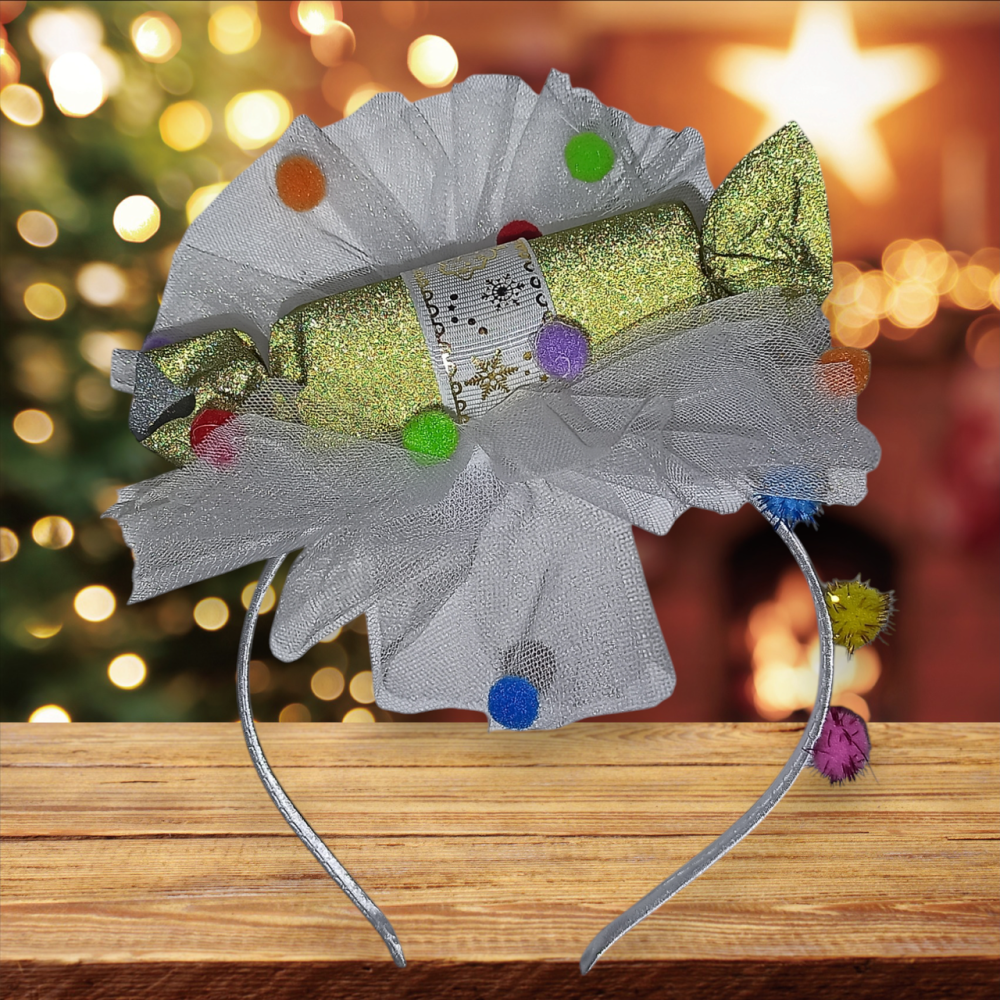 Обруч для волос конфетка с блесточками новогодняя с фатином one size ручная работа золотой Киев - изображение 1