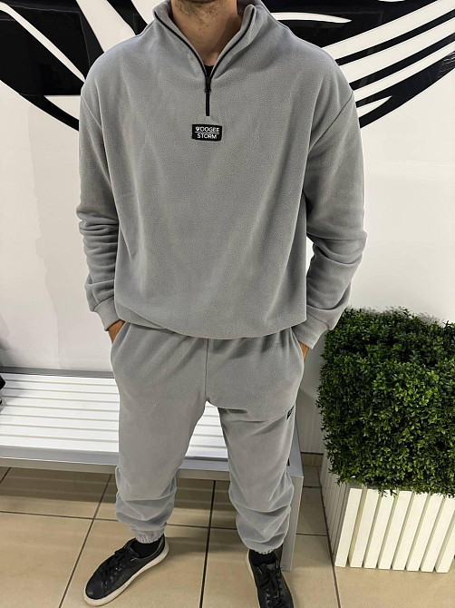 Мужской теплый костюм двойка из двухстороннего плотного флиса Серый, 42/46 Одесса - изображение 1