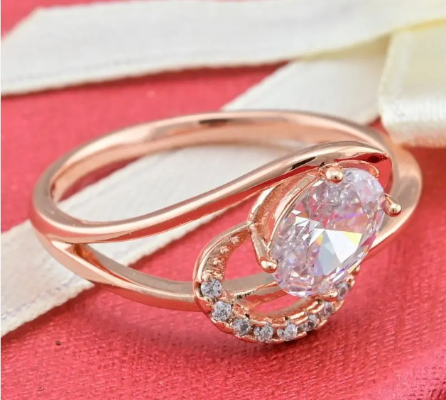 Кольцо Xuping 14630, 20 размер (ширина 10мм), белые фианиты, позолота РО Киев - изображение 2