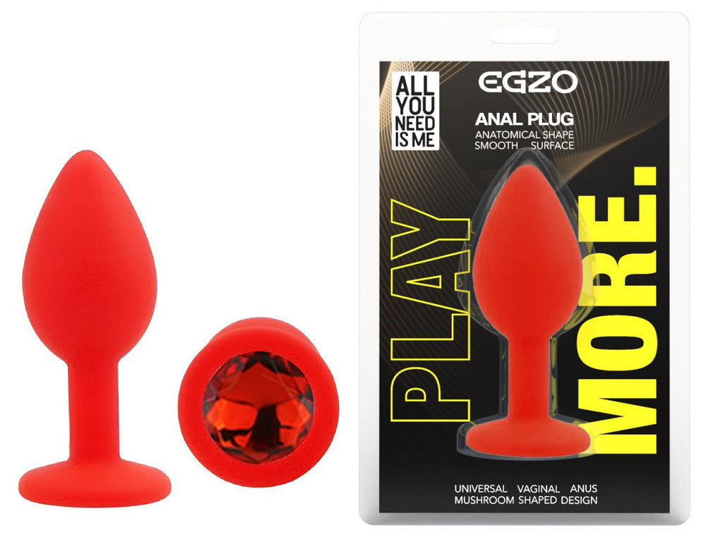 Силіконова анальна пробка EGZO - Silicone Red Round Plug Red, size S Sex Aura Київ - фото 1