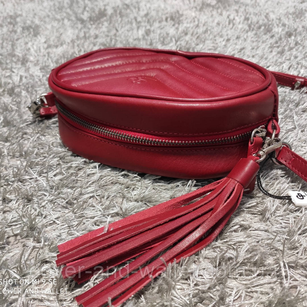Женская кожаная сумка на пояс и через плечо красного цвета Grande Pelle Киев - изображение 2