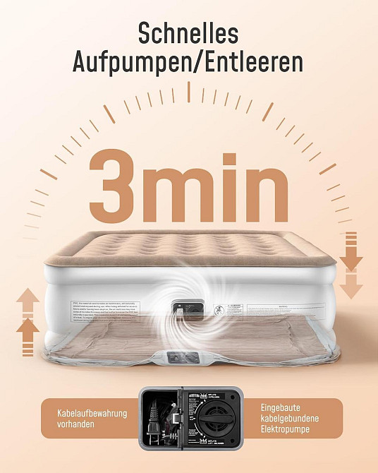 Самонадувная кровать со встроенным насосом надувной матрас для дома для двоих кемпинга 203×152×40 двуспальный Киев - изображение 2