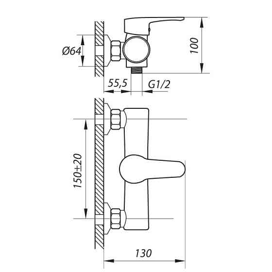 Душевой смеситель Zerix PUD5 146 (ZX0206) с удобной регулировкой Харьков