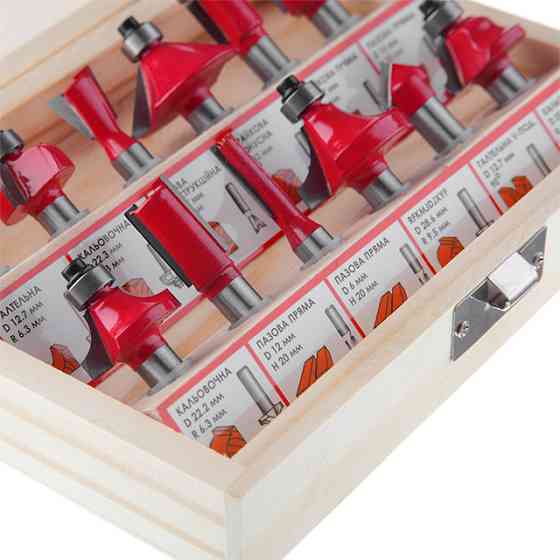 Набір фрез кінцевих по деревині, 12 шт. INTERTOOL HT-0071 Киев