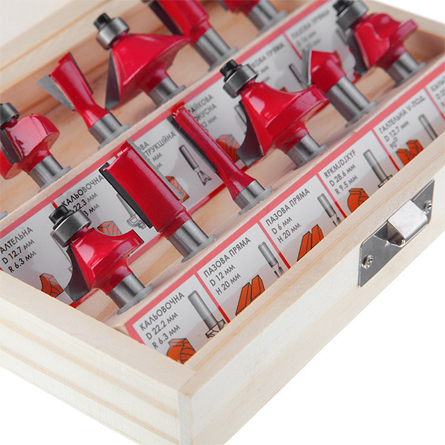 Набір фрез кінцевих по деревині, 12 шт. INTERTOOL HT-0071 Киев - изображение 3