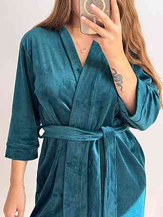 Халат жіночий плюш велюр під пояс Смарагд S Харків