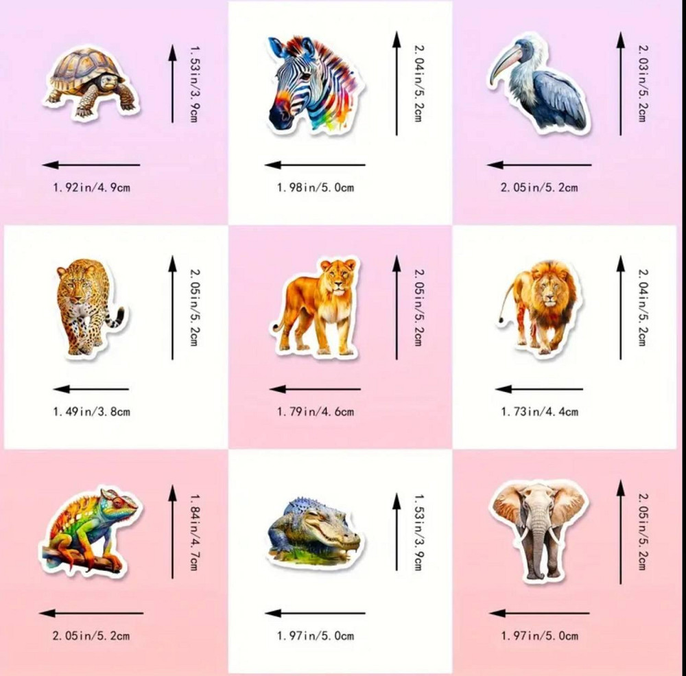 Наклейки с реалистичными животными в Африке. Водонепроницаемые стикеры, стикерпак 50 шт. Киев - изображение 2