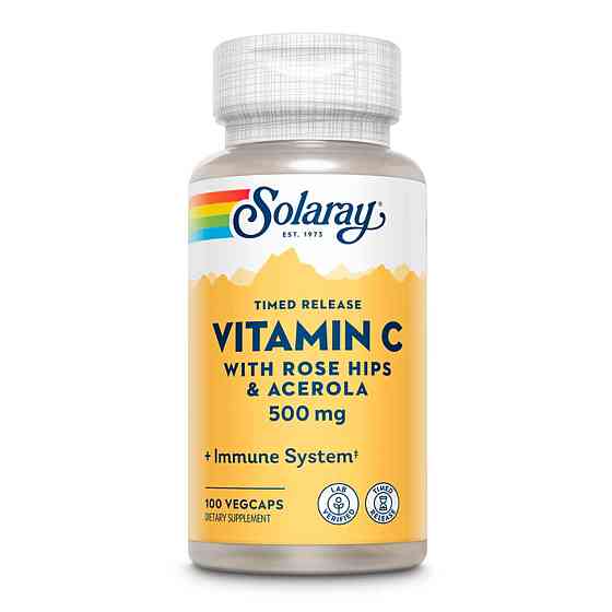 Витамин С Solaray Vitamin C with Rose Hips & Acerola, Timed Release 500mg 100 vcaps Киев
