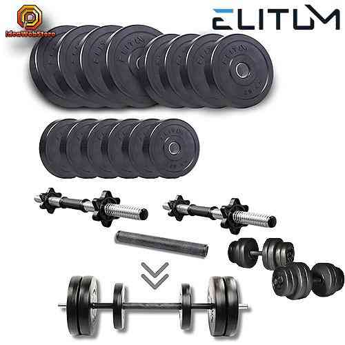 Набір дисків композитних Elitum Titan 39 кг штанга/гантелі з перехідником для силових тренувань 2 грифи 30 мм ABS-пластик Київ