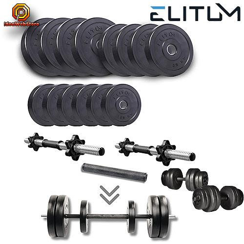 Набір дисків композитних Elitum Titan 39 кг штанга/гантелі з перехідником для силових тренувань 2 грифи 30 мм ABS-пластик Київ - фото 1