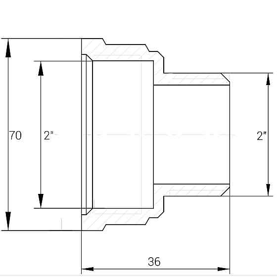 Переходник латунный 2″ВР х 2″НР штампованный А0634А VA (000026726) Киев
