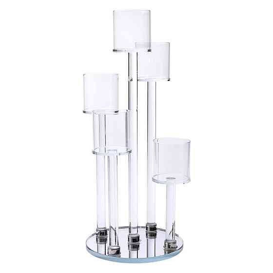 Підсвічник скляний на 5 свічок 16×38 см підсвічник декоративний прозорий на ніжці HP-4-14 Київ