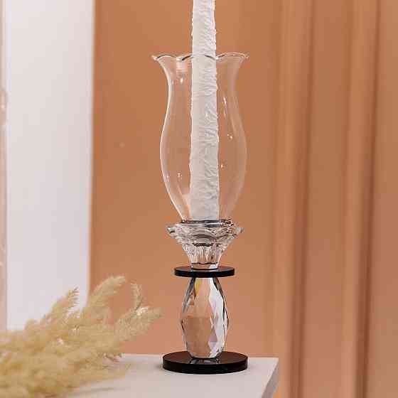 Підсвічник скляний 7×25.5 см підсвічник декоративний келих на ніжці HP-4-1S Коломия