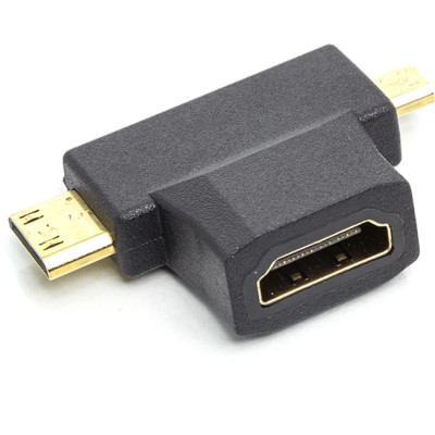 Перехідник HDMI (F) to mini HDMI (M) / micro HDMI (M) PowerPlant (CA912056) Вінниця - фото 2