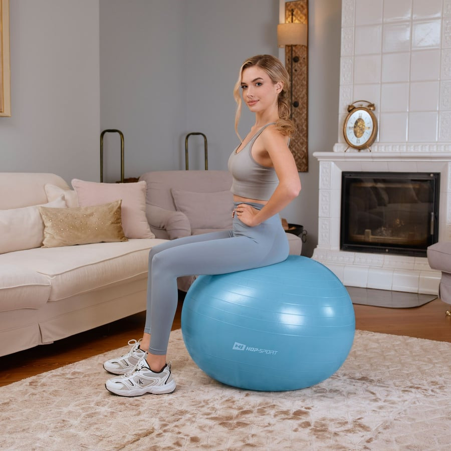 Фітбол Hop-Sport 65см блакитний + насос Київ - фото 3