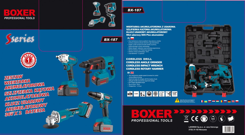 Акумуляторний набір інструментів BX-187G 4в1 48V 5Ah (шуруповерт, гайковерт, перфоратор, УШМ) Одеса - фото 3