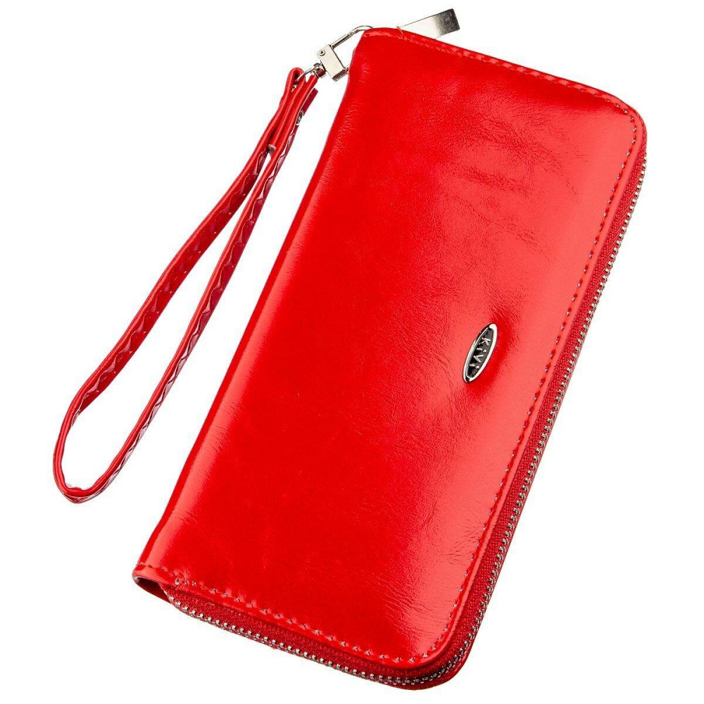 Гаманець жіночий на одну блискавку з екокожі гладкий KIVI 19041 Червоний Київ - фото 1