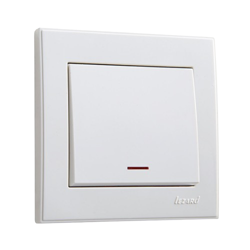 RAIN білий Вимикач внутрішній 1кл з підсвічуванням Лезард Житомир