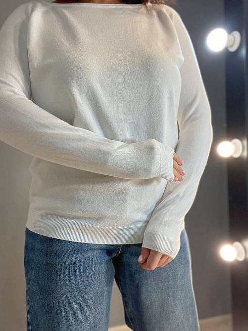 Джемпер женский ACCORDDREAM 9377 тонкий свитер простой базовый однотонный, белый, one size Киев - изображение 7