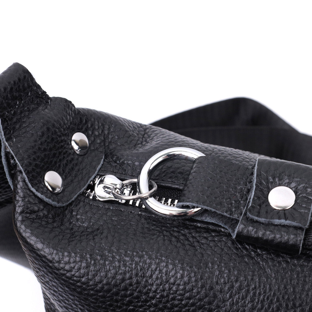 Шкіряна сумка жіноча через плече з незвичайним бігунком брелоком Vintage 22615 Чорна Київ - фото 8