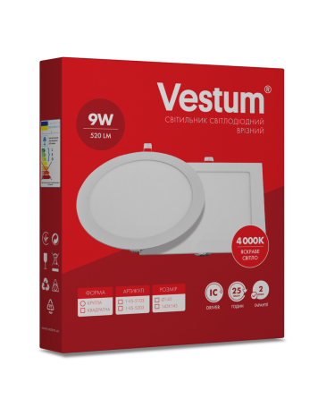 Круглий світлодіодний врізний світильник Vestum 9W 4000K 220V 1-VS-5103 Днепр