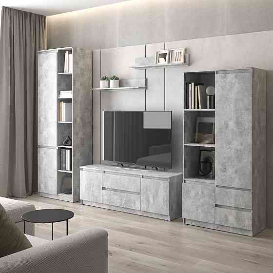 Комплект мебели в гостиную VAYS, шкаф R-26 шкаф R-27 тумба R-28 полки М-22 Бетон Львов