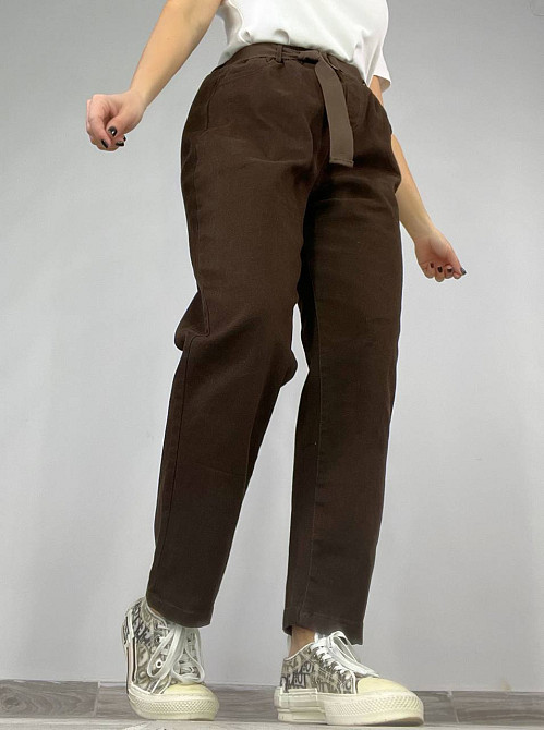 Джинсы женские A-N 25072 MOM бананы талия на резинке с ремнем стрейчевые оверсайз коричневый, коричн Одесса - изображение 9