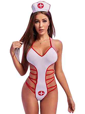 Костюм медсестры ролевой боди S бело-красный Киев