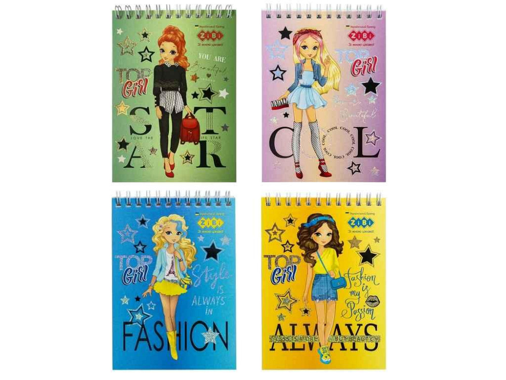 Блокнот на пружині зверху TOP GIRL, А6, 40 арк., карт.обкл., KIDS Line ТМ ZiBi Solmir Київ - фото 1