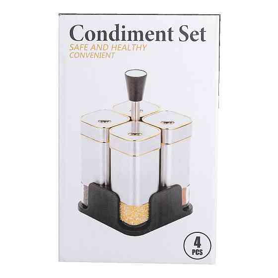 Yiwu Набір ємностей для спецій 4 шт на підставці 120 мл Хром HP-1318 Коломия