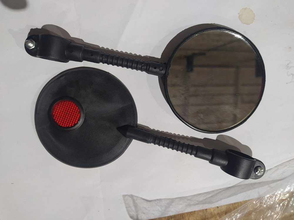 Дзеркала велосипедні круглі (чорні, з хомутом, великий катафот) Мукачево - фото 1
