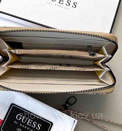 Женский кошелек на молнии Guess (7595) бежевый Киев